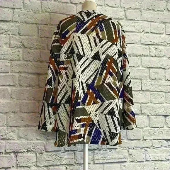 Alfred Dunner women’s cardigan open front geometric print 3/4 sleeves size S - Picture 3 of 6